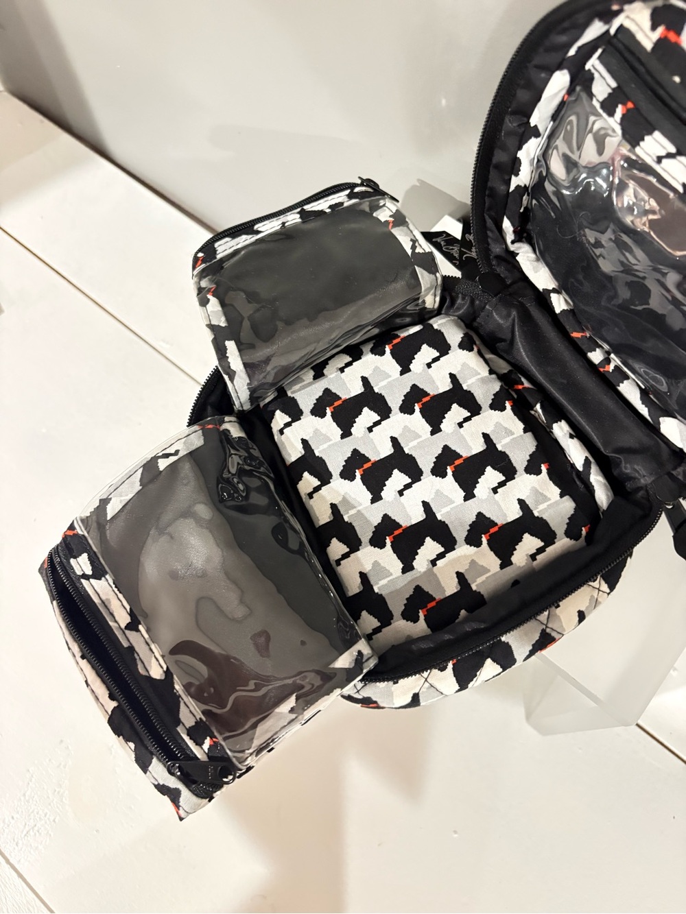Vera Bradley Quilted Black, White & Orange Patterned Jewelry Case - Picture 3 of 4